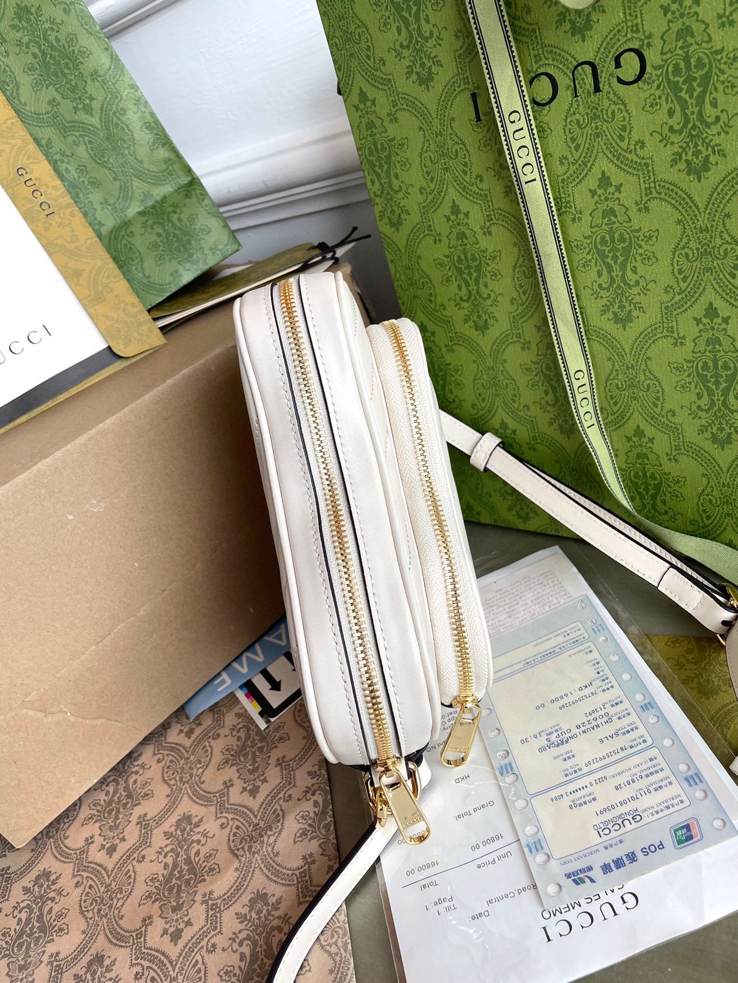 マーモント ハートバッグ 20インチ ホワイトカーフスキン ゴールド金具