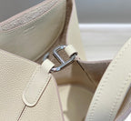 HERMES 25S IN THE LOOP 18 IN IVORY CALFSKIN SILVER HARDWARE