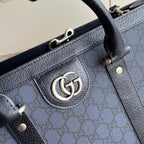 OPHIDIA LARGE TOTE BAG 43 IN DARK BLUE AND BLACK GG CALFSKIN