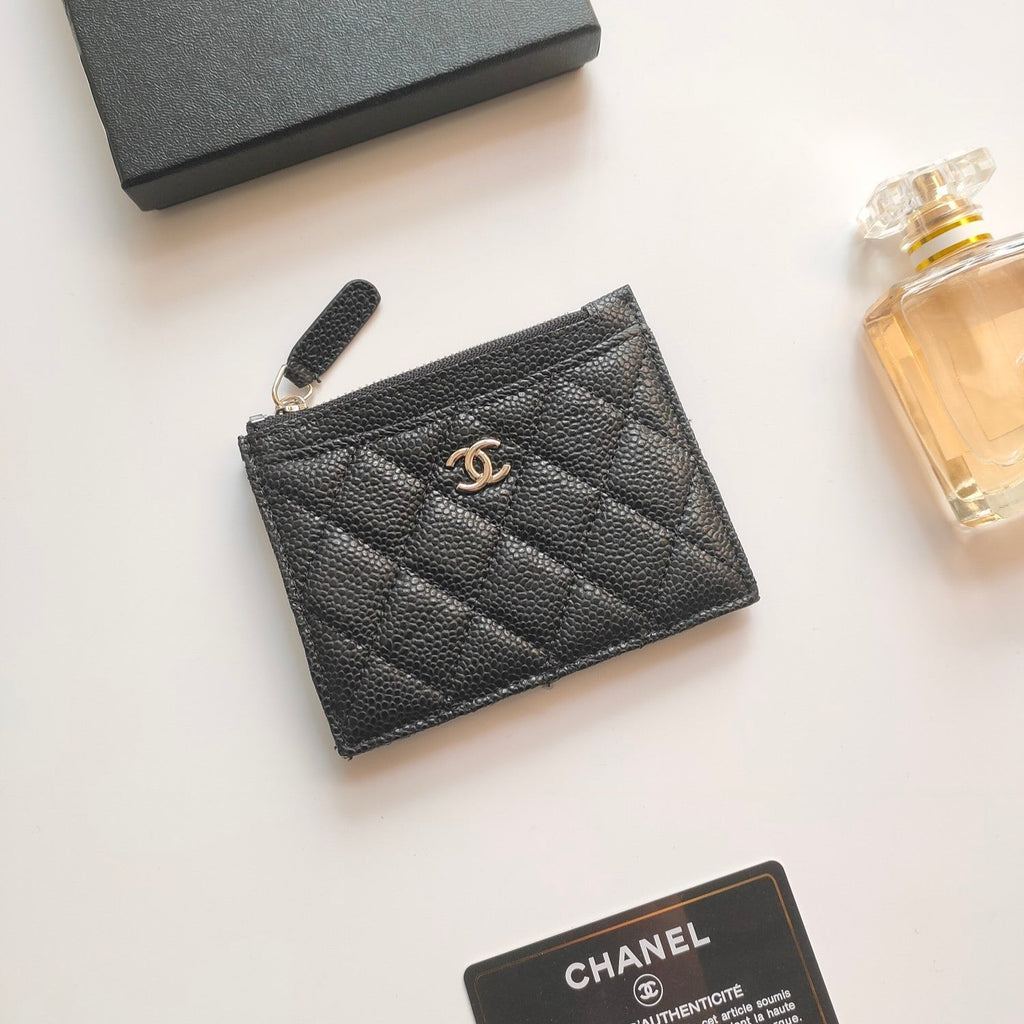 CC ジップカードホルダー 11.5 ブラック グレインカーフスキン ゴールドアイコン