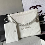 CC ミディアム 37 ハンドバッグ（ホワイトシャイニーカーフスキン、シルバー金具）