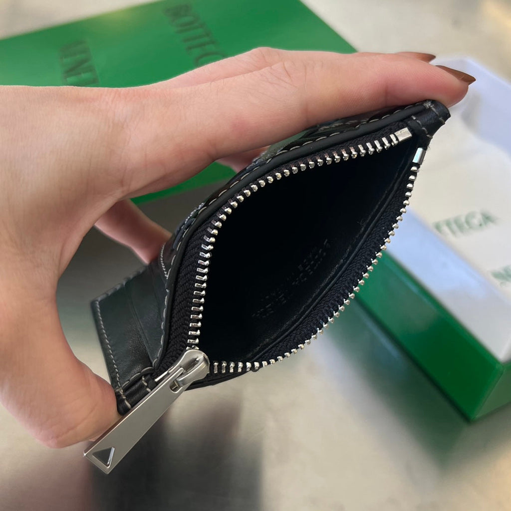 ジップ付きカードケース 11 ブラック カーフスキン