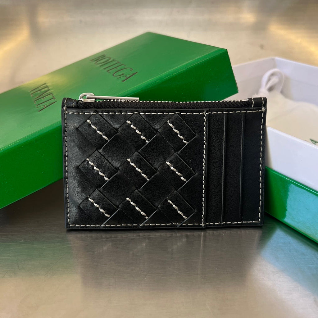 ジップ付きカードケース 11 ブラック カーフスキン