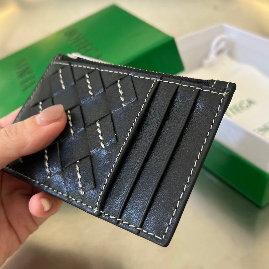 ジップ付きカードケース 11 ブラック カーフスキン