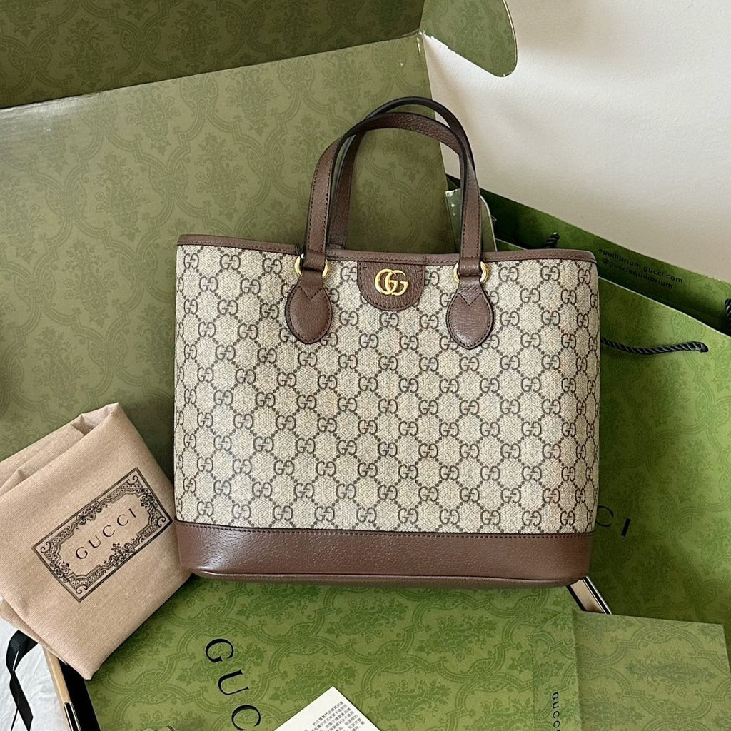 オフィディア スモール トートバッグ 31 ベージュ キャンバス＆ブラウン カーフスキン