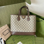 オフィディア スモール トートバッグ 31 ベージュ キャンバス＆ブラウン カーフスキン