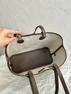 オフィディア スモール トートバッグ 31 ベージュ キャンバス＆ブラウン カーフスキン