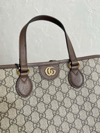 オフィディア スモール トートバッグ 31 ベージュ キャンバス＆ブラウン カーフスキン