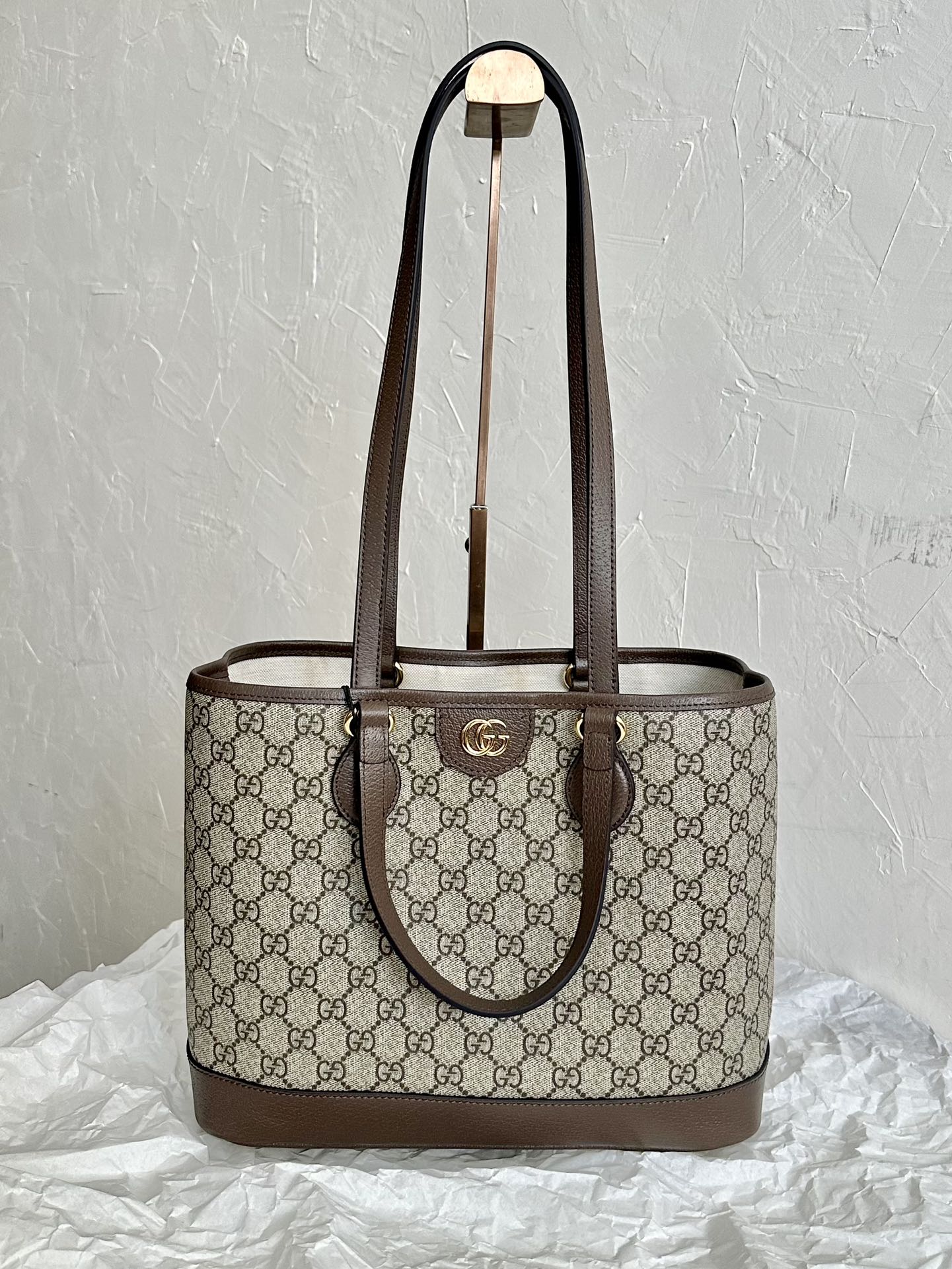 オフィディア スモール トートバッグ 31 ベージュ キャンバス＆ブラウン カーフスキン