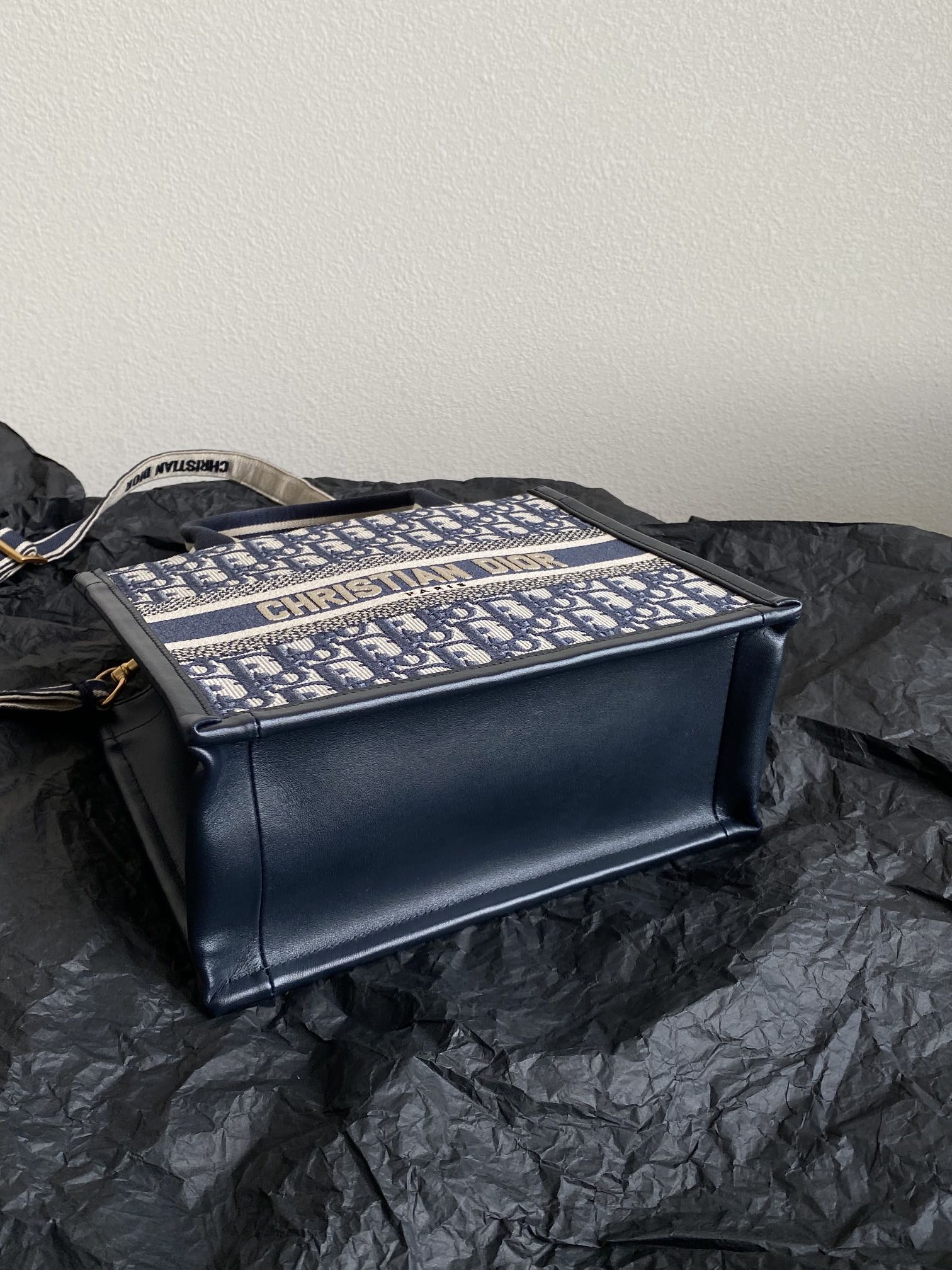 ミニブックトート 26 ブルー 斜め刺繍