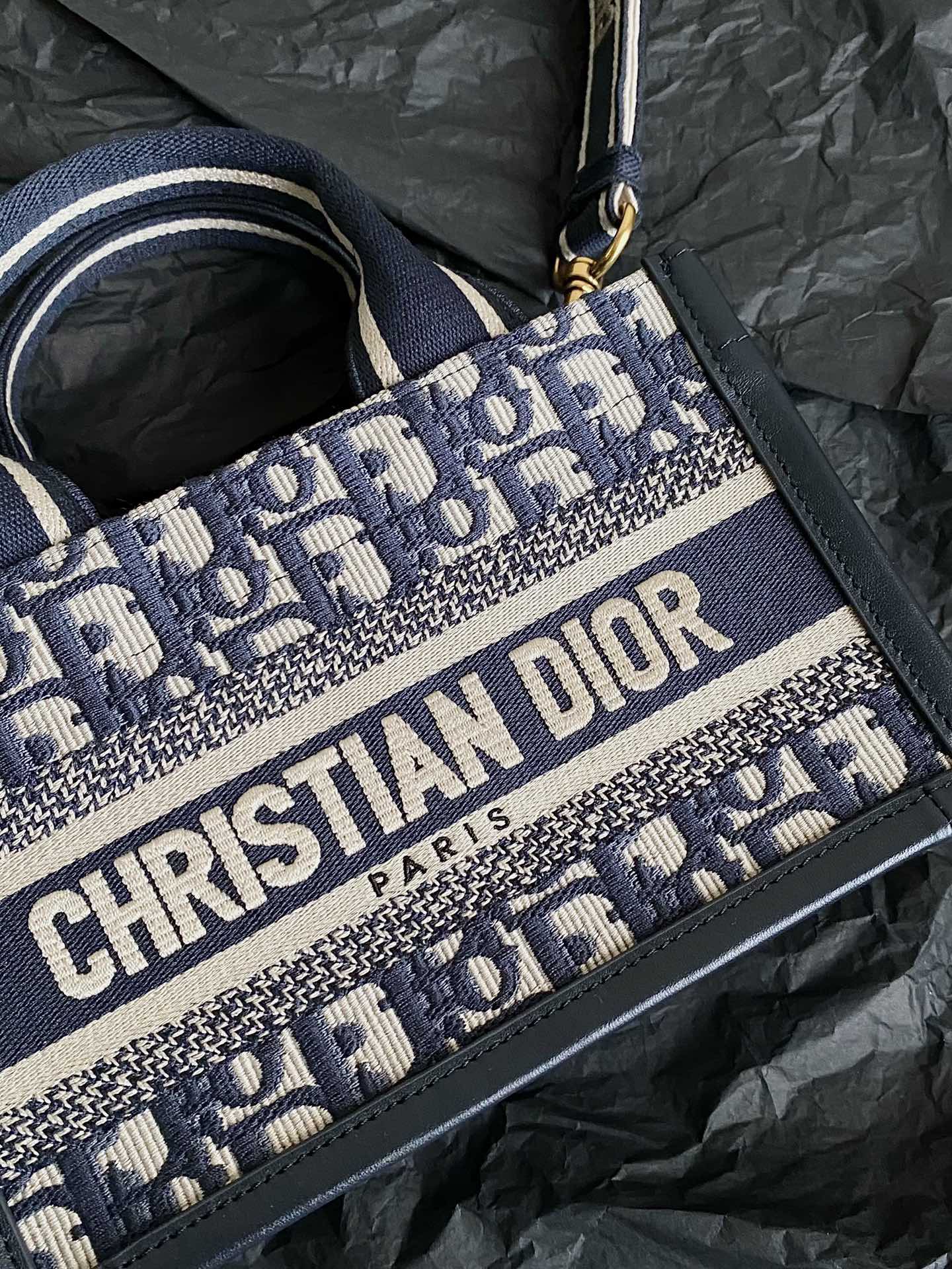 ミニブックトート 21 ブルー 斜め刺繍