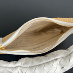 ジェメリ ショルダーバッグ 36 ベージュラフィア＆ホワイトラムスキン