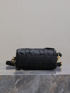 MINI GROOVE BAG 16 IN BLACK MACROCANNAGE CALFSKIN WITH GOLD HARDWARE