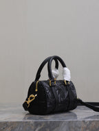 MINI GROOVE BAG 16 IN BLACK MACROCANNAGE CALFSKIN WITH GOLD HARDWARE