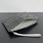 LARGE CASSETTE POUCH 35 IN CORDUROY GRAY CALFSKIN