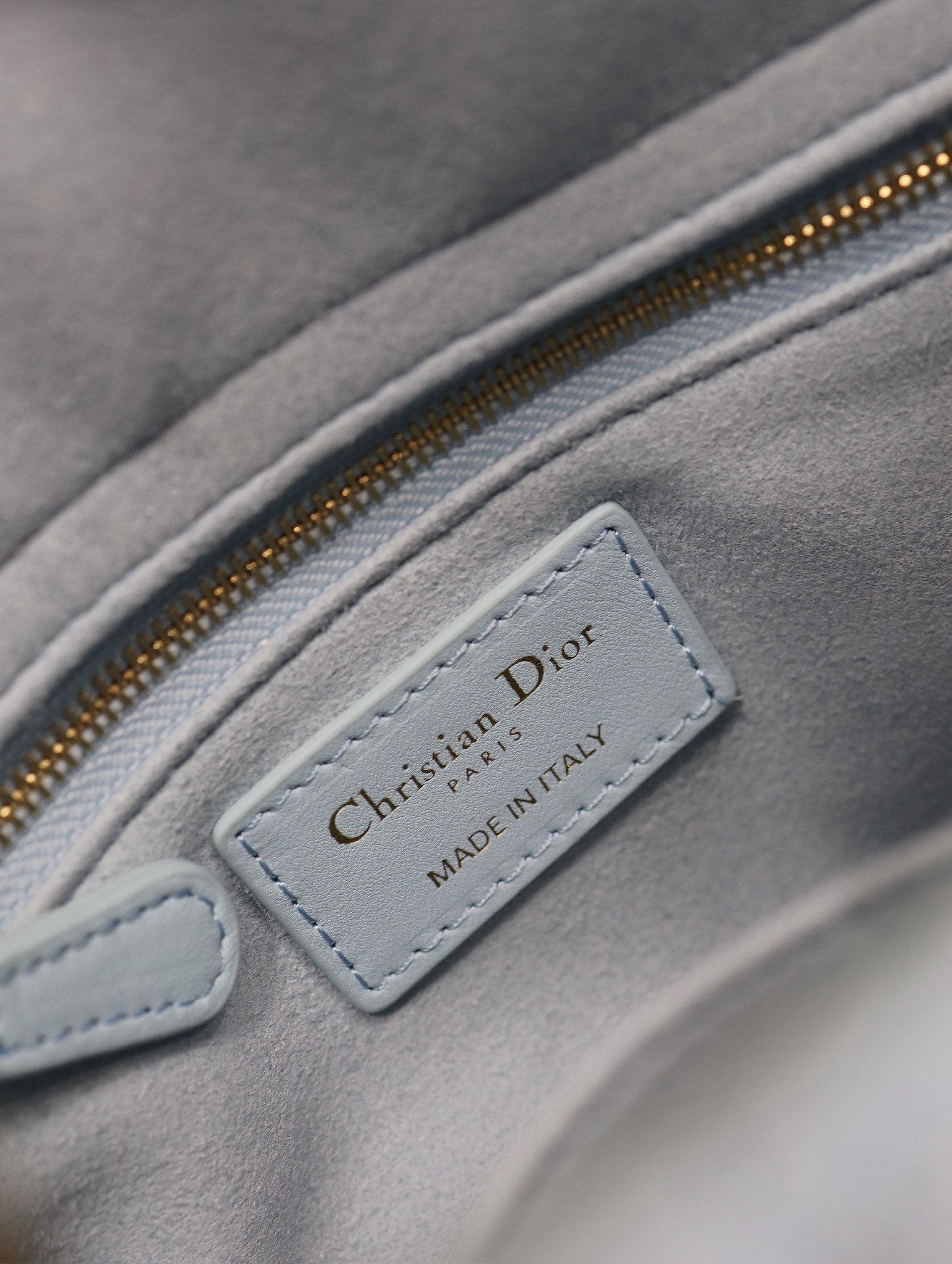 ミディアム レディーバッグ 20インチ ベビーブルー キルティング マクロカナージュ カーフスキン グリーンストラップ