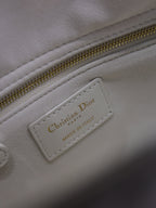 MEDIUM LADY BAG 24 IN WHITE QUILTED MACROCANNAGE CALFSKIN BLACK STRAP