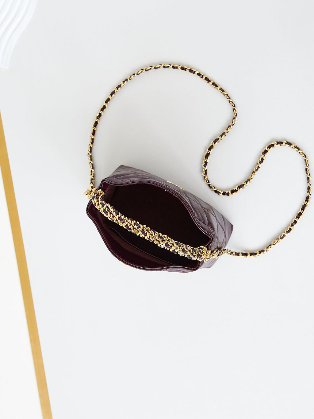 ホーボーバッグ 18インチ ワインレッド ソフトラムスキン ゴールドチェーン