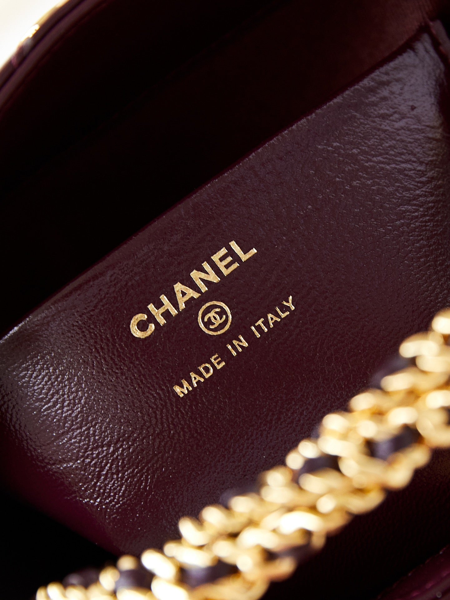 ホーボーバッグ 18インチ ワインレッド ソフトラムスキン ゴールドチェーン