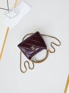 ホーボーバッグ 18インチ ワインレッド ソフトラムスキン ゴールドチェーン