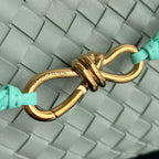 EAST WEST ANDIAMO BAG 29 IN ORANGE AND LIGHT GREEN CALFSKIN