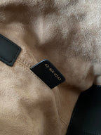 MEDIUM TOUJOURS BAG 28 IN BEIGE CANNAGE CALFSKIN BLACK STRAP