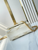 GO-14 PM 20 IN CREAM QUILTED LAMBSKIN GOLD HARDWARE