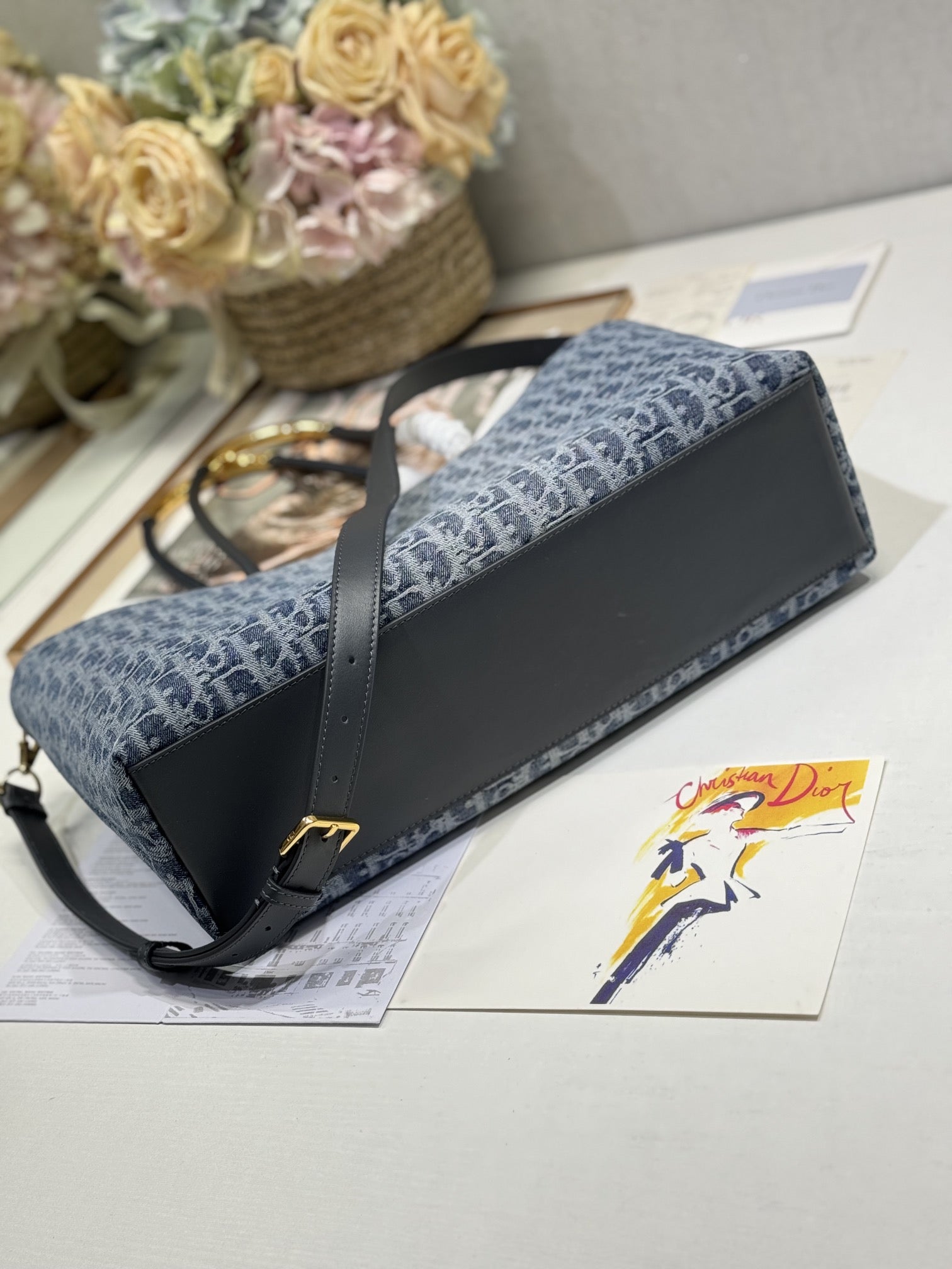 ミディアム 37 トゥジュール バッグ ブルー モノグラム デニム