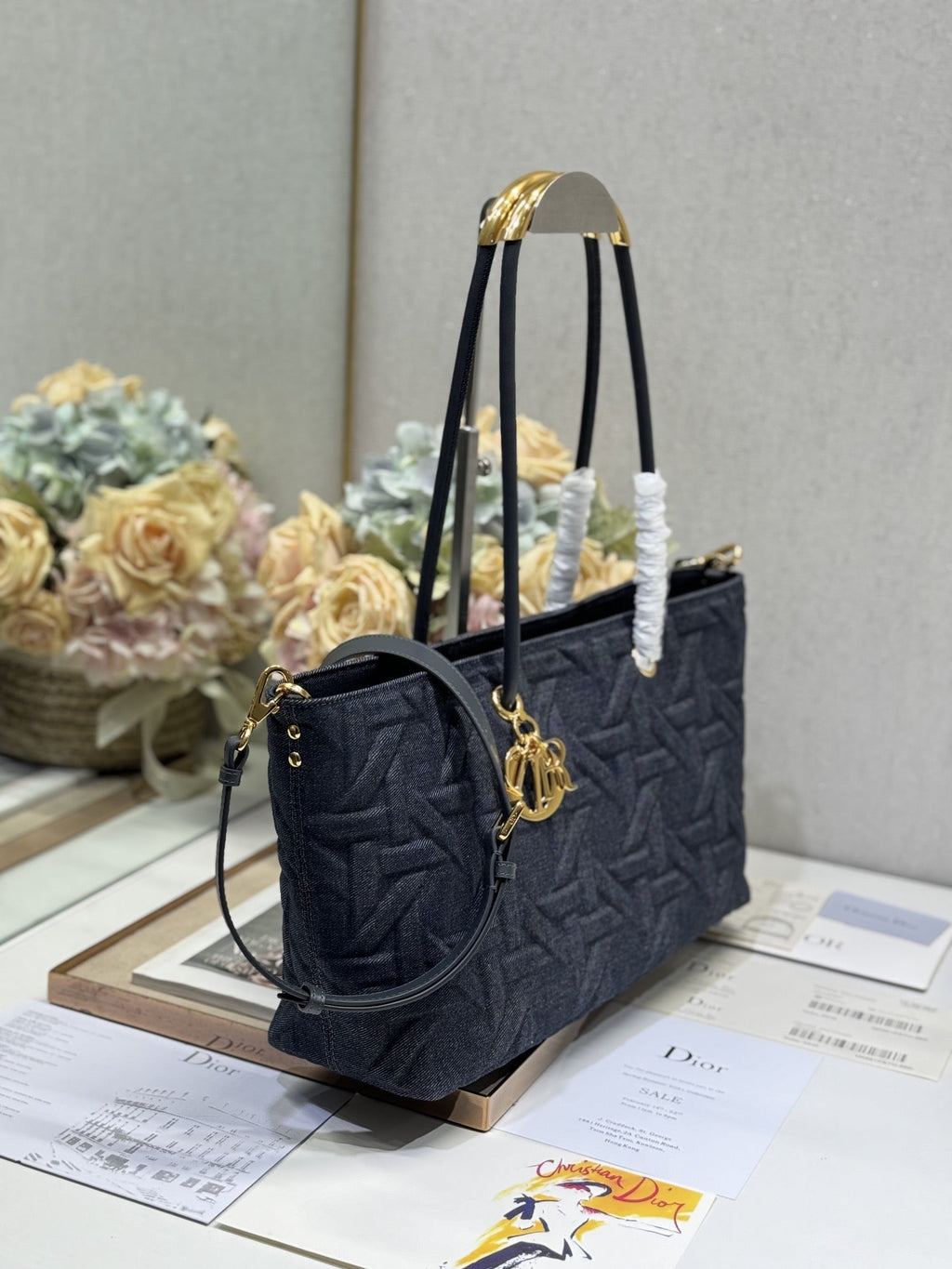 ブラック カナージュ デニムのミディアム 37 トゥジュール バッグ