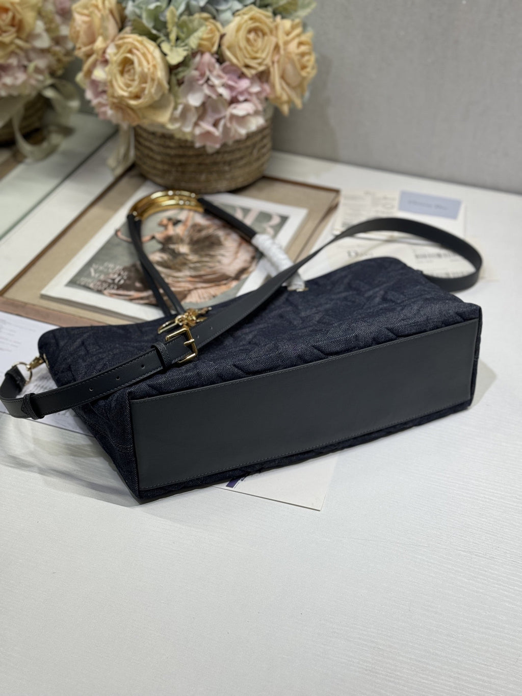 ブラック カナージュ デニムのミディアム 37 トゥジュール バッグ