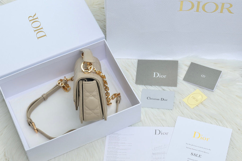 JOLIE TOP HANDLE BAG 19 IN BEIGE CANNAGE CALFSKIN