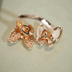 [⭐جويلي وال] خاتم توين باترفلاي الماسي من عرق اللؤلؤ