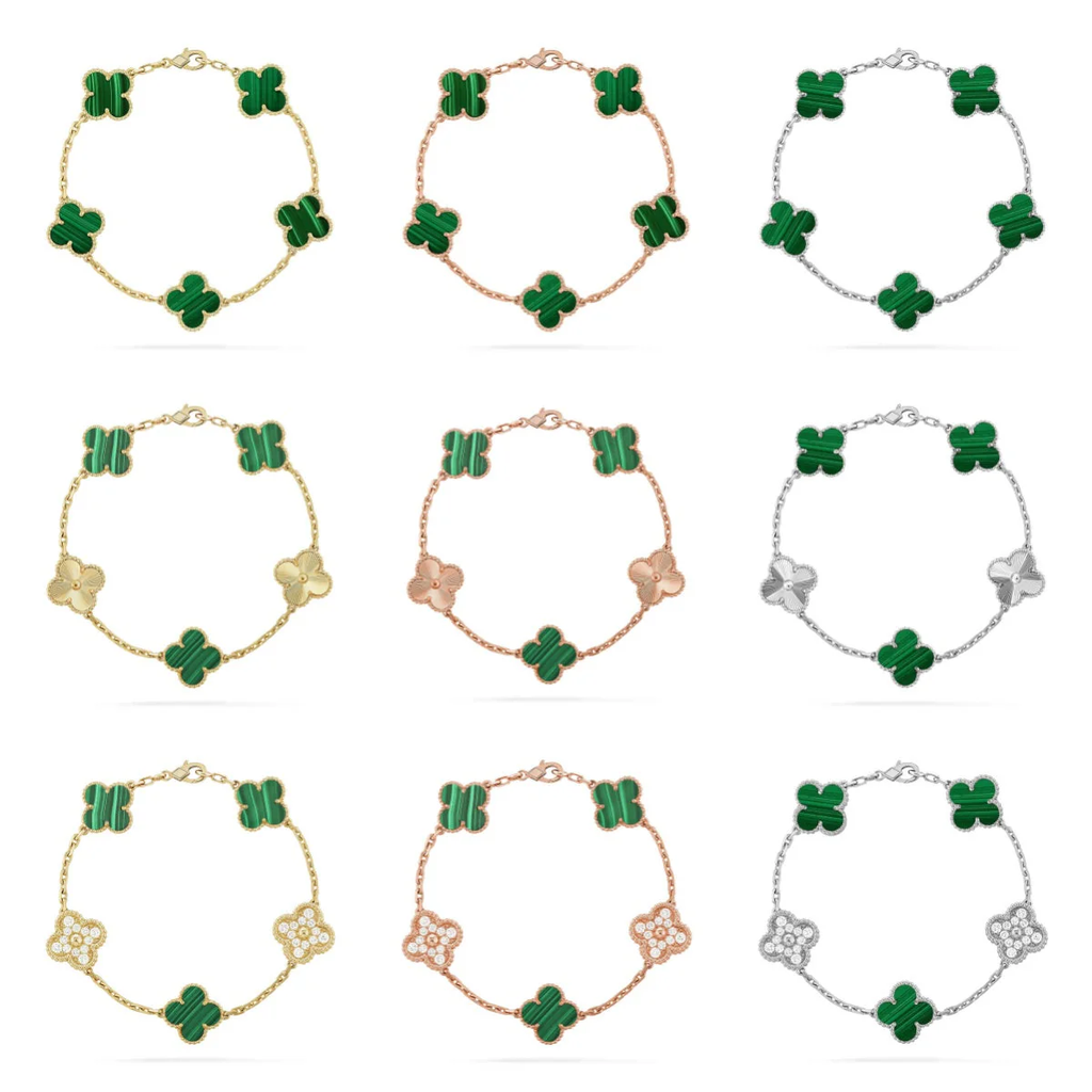 [⭐JeweliWhal] مجموعة سوار CLOVER 5 MOTIF MALACHITE