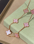 [⭐JeweliWhal Jewellery] Pink Necklace with Ten Clover Designs