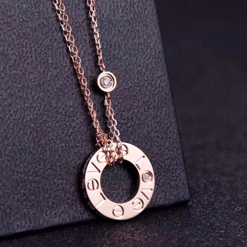 [⭐JeweliWhal]LOVE NECKLACE 16MM 2 DIAMONDS