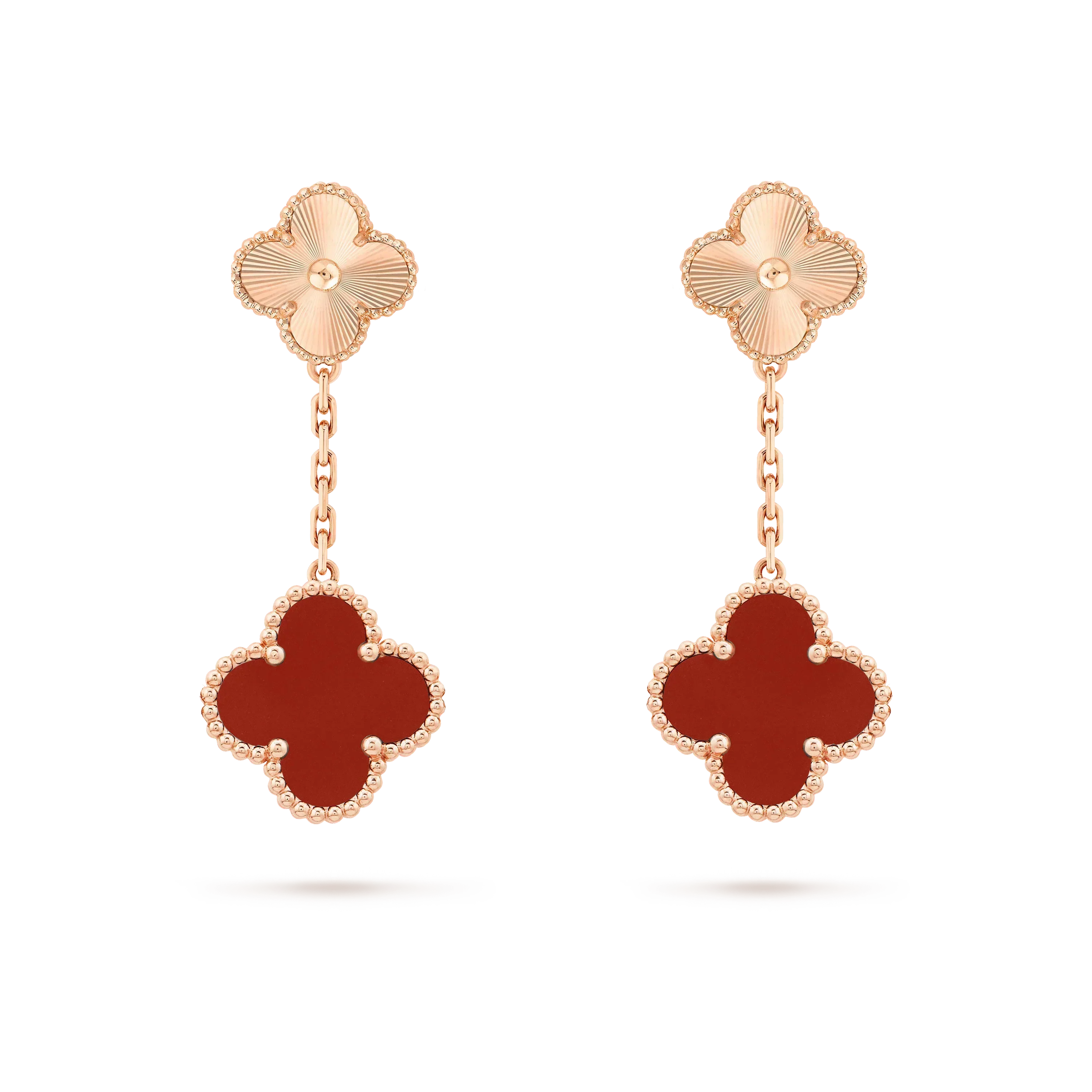 [⭐JeweliWhal]CLOVER 2 MOTIF  LASER CARNELIAN EARRINGS