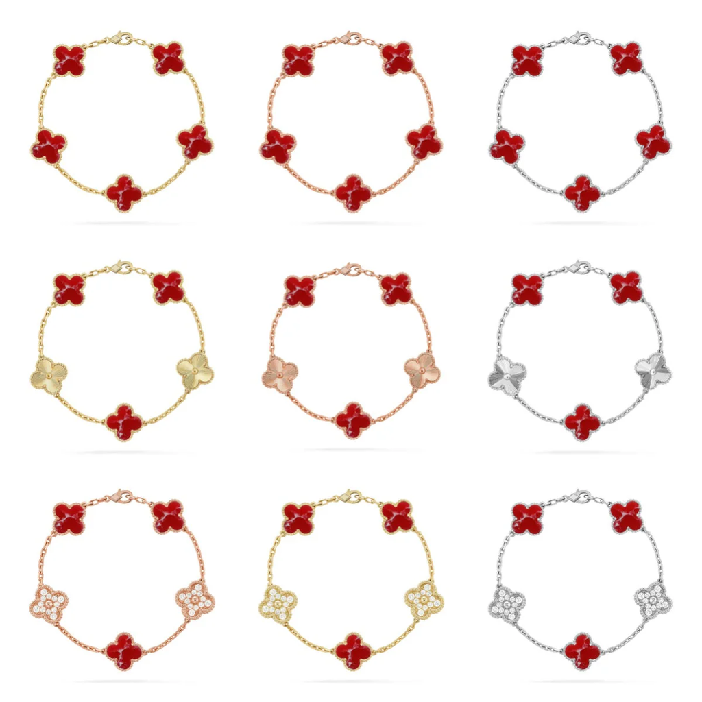 [⭐JeweliWhal] مجموعة سوار CLOVER 5 MOTIF RED PATTERN