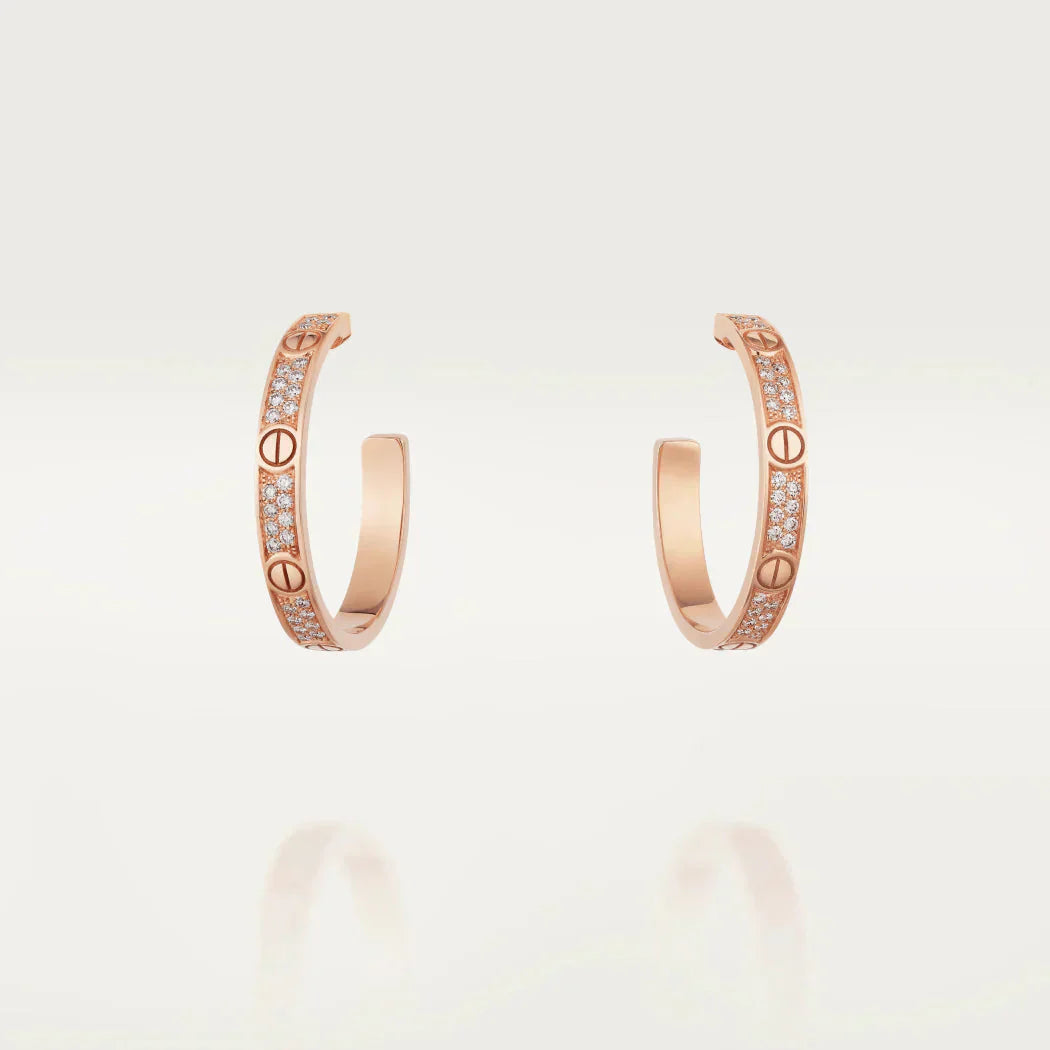 [⭐JeweliWhal]LOVE DIAMOND PINK GOLD HOOP EARRINGS