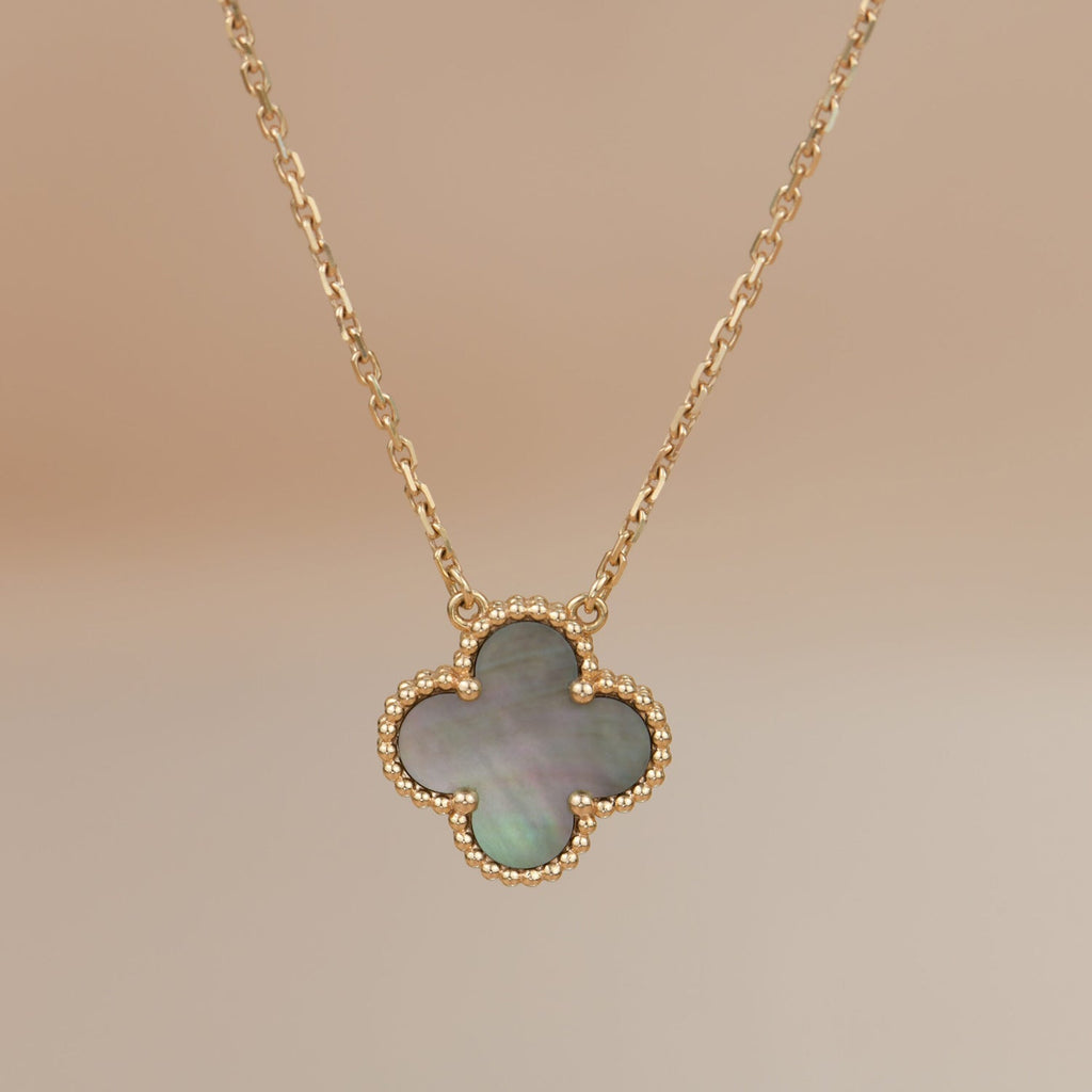 [⭐JeweliWhal]CLOVER 15MM  GRAY MOTHER OF PEARL NECKLACE
