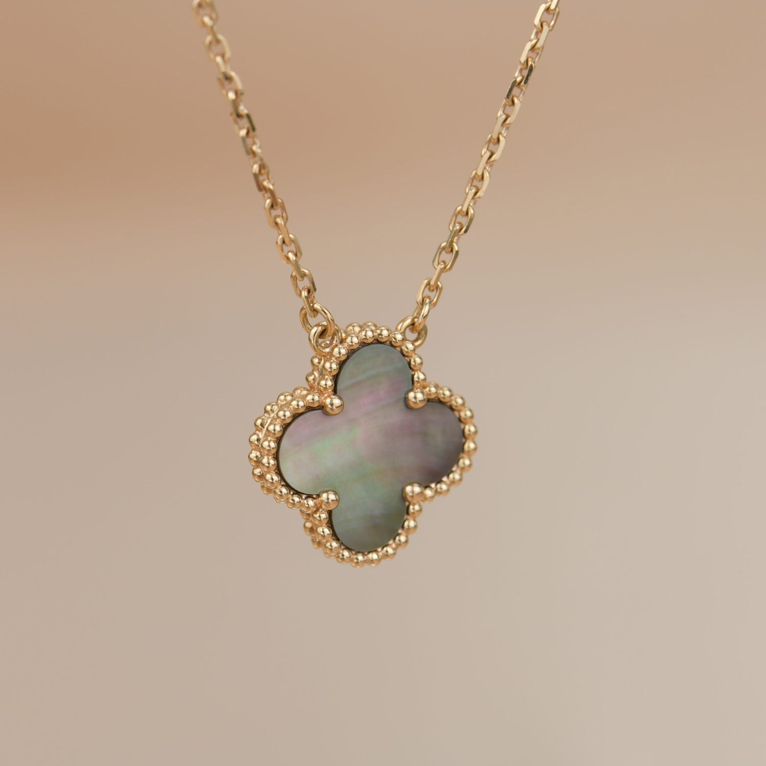 [⭐JeweliWhal]CLOVER 15MM  GRAY MOTHER OF PEARL NECKLACE
