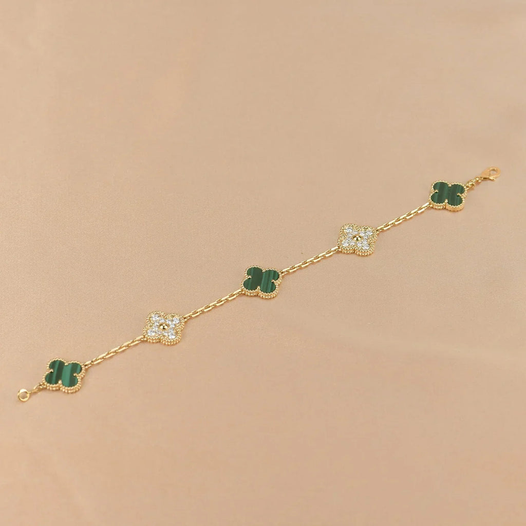 [⭐JeweliWhal] مجموعة سوار CLOVER 5 MOTIF MALACHITE