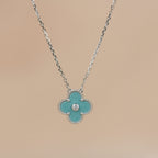 [⭐JeweliWhal]CLOVER 15MM DIAMOND SVRES PORCELAIN  NECKLACE SILVER