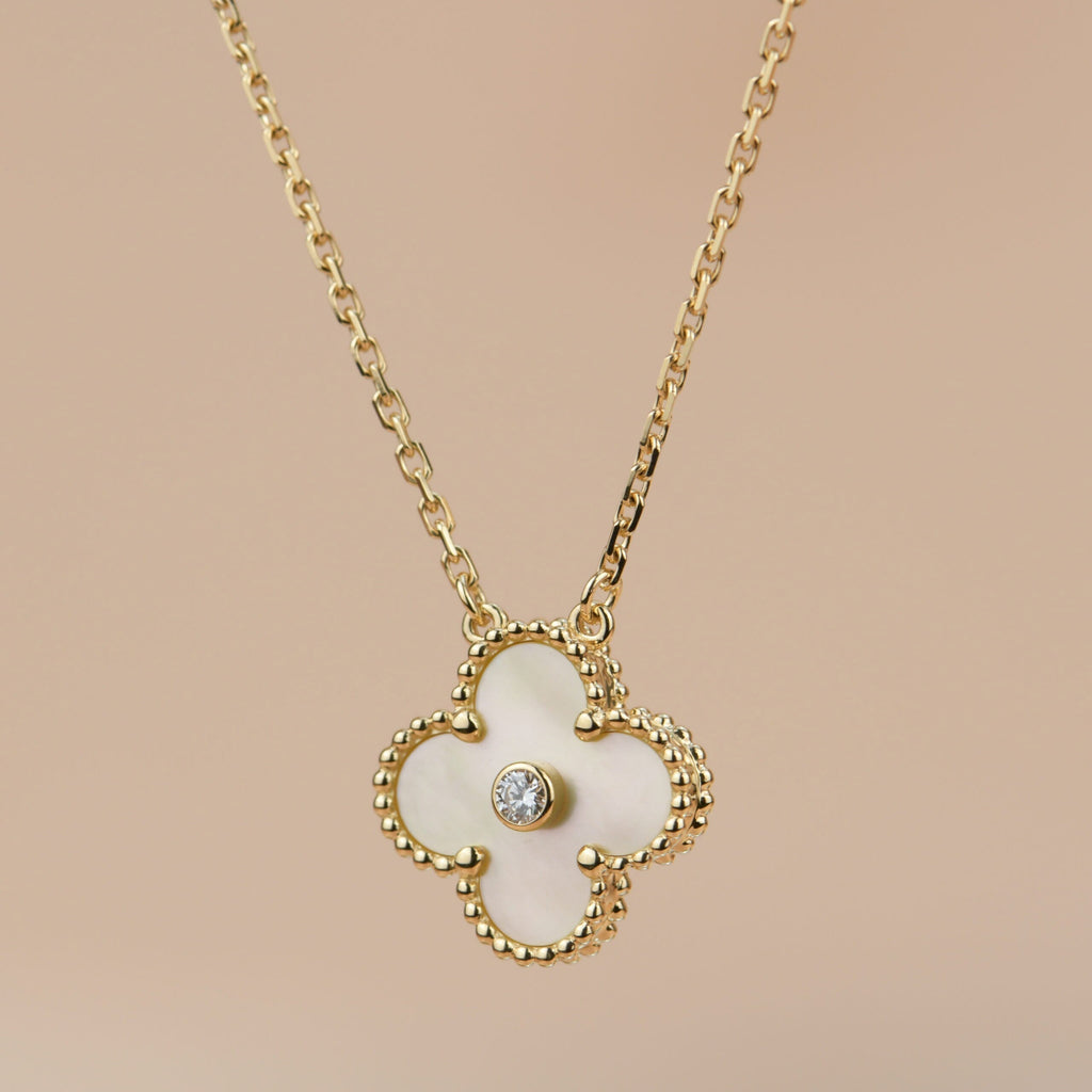 [⭐JeweliWhal]CLOVER 15MM DIAMOND GOLD MOTHER OF PEARL NECKLACE