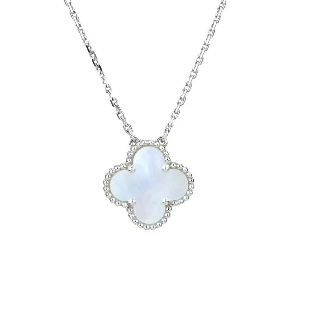 [⭐JeweliWhal]CLOVER  15MM WHITE MOTHER-OF-PEARL SILVER