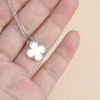 [⭐JeweliWhal]CLOVER  15MM WHITE MOTHER-OF-PEARL SILVER