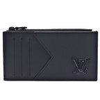 COIN CARD HOLDER 8 BLACK AEROGRAM CALFSKIN