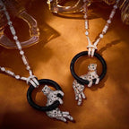 [⭐JeweliWhalジュエリー]新作ブラックサークルパンサーフルダイヤモンドネックレス