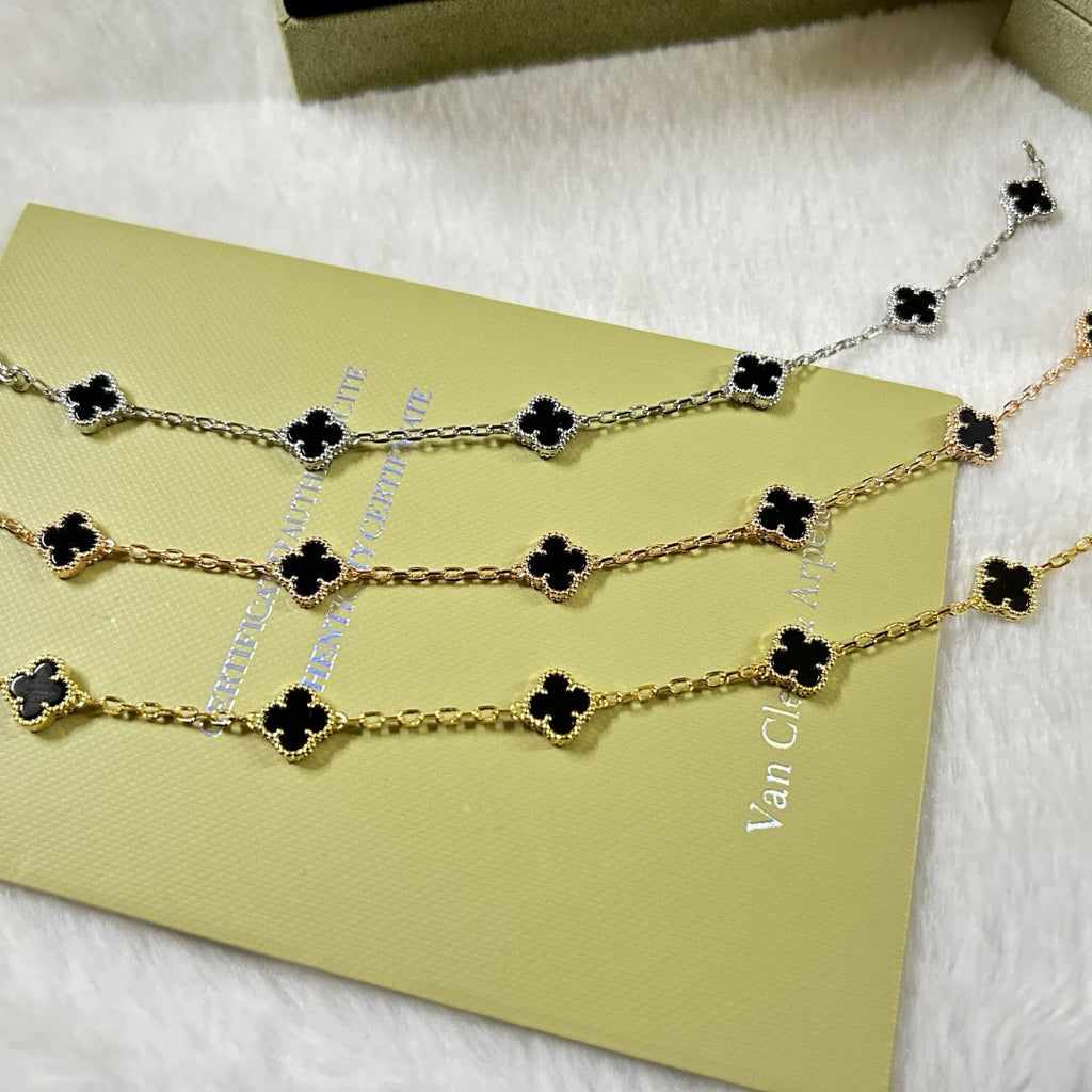 [⭐JeweliWhal]CLOVER 6 MOTIF  ONYXS BRACELET
