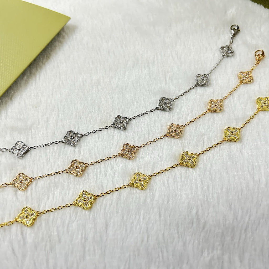 [⭐JeweliWhal]CLOVER 6 MOTIF DIAMOND BRACELET