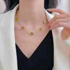 [⭐JeweliWhal]CLOVER 10 MOTIFS TIGER EYE NECKLACE